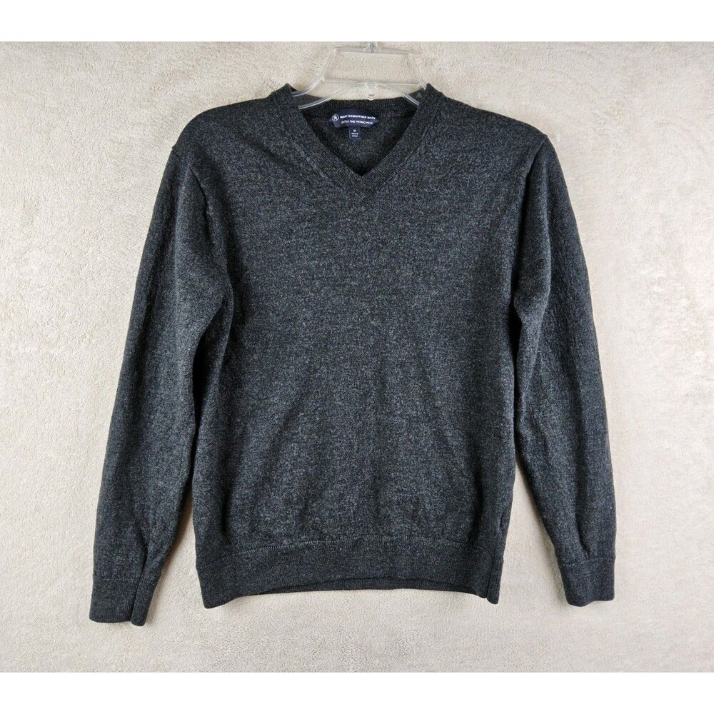 Hart Schaffner Marx Men's Extra Fine Merino Wool V Neck Sweater Grey Size M